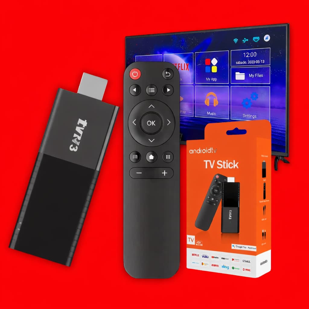 TV Stick 4K Entrada USB Ultra HD Android  Wi-Fi 5G  Controle por Voz Bluetooth HDMI