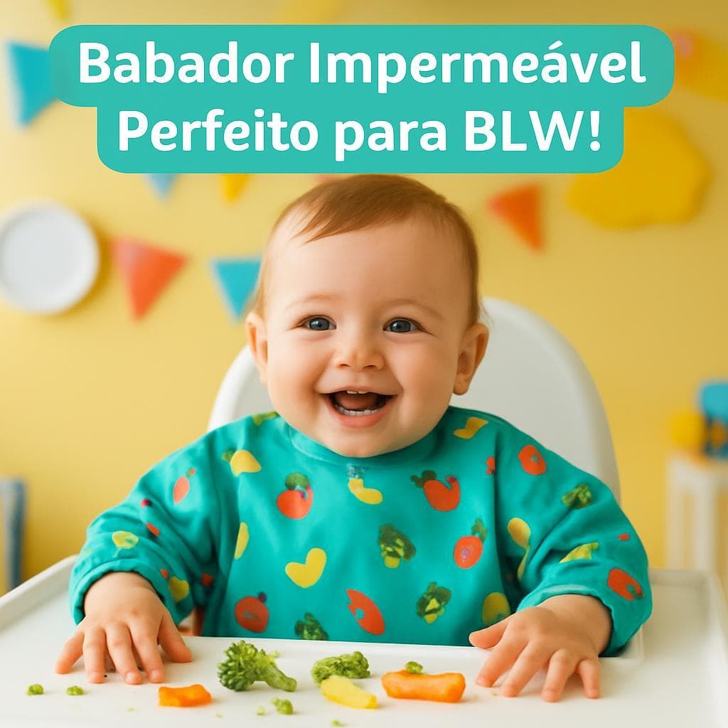 Avental Babador Impermeável BLW Bebê Manga comprida Autoajustável Secagem Rápida à prova d'água