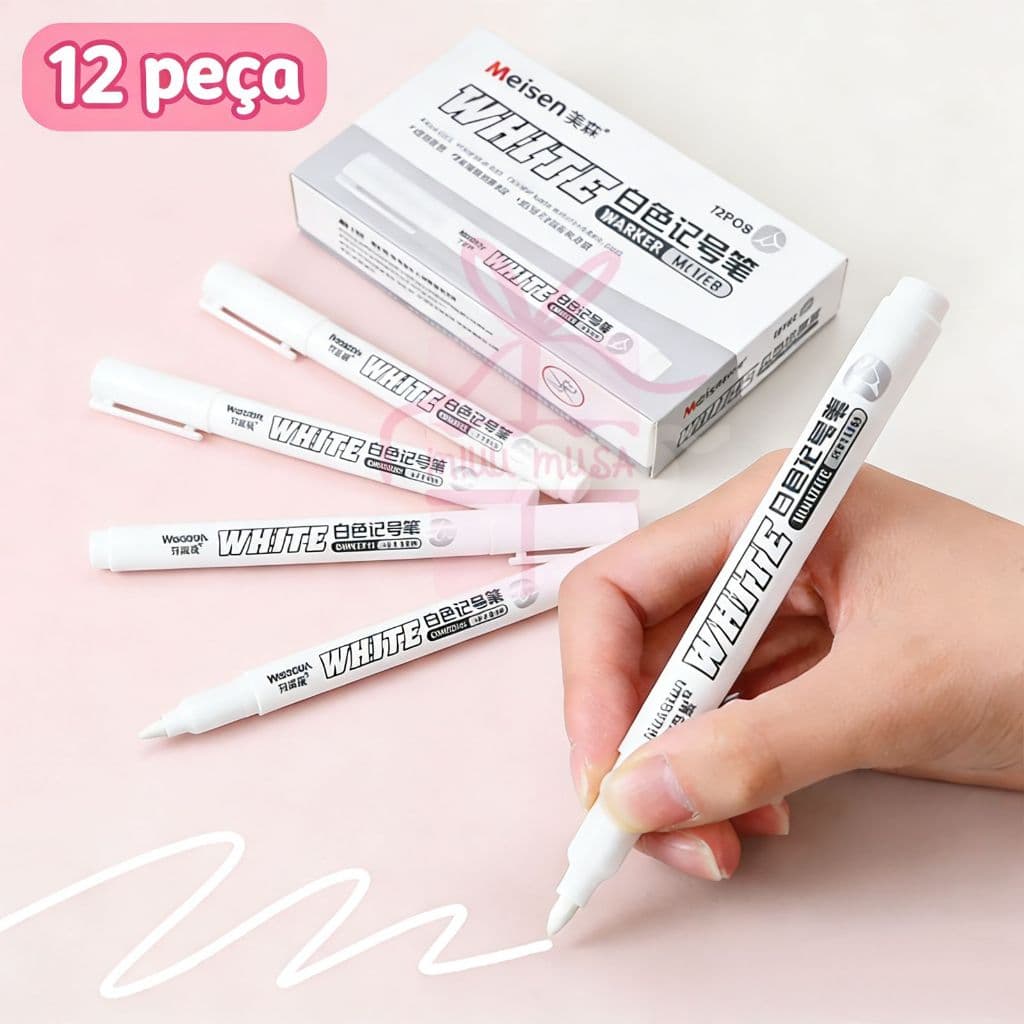 12pçs 6pçs 2pçs 1pçs Canetas de Destaque Brancas-Marcadores de Arte Cabeça Redonda 1mm-Desenho Criativo, Escola, Reparos