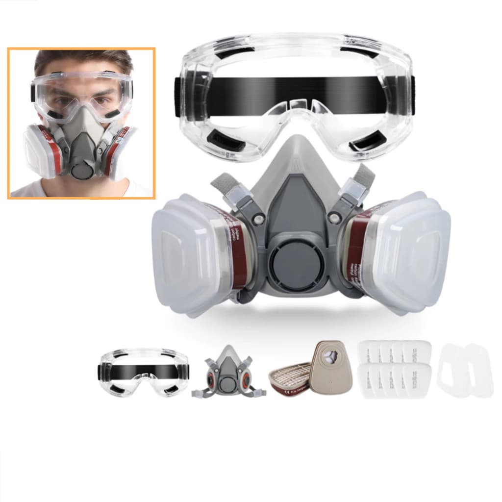 Máscara de Proteção Industrial Multifuncional: Anti-Gás, Anti-Poeira, Anti-Pintura - Com 10 Filters e Proteção Ocular