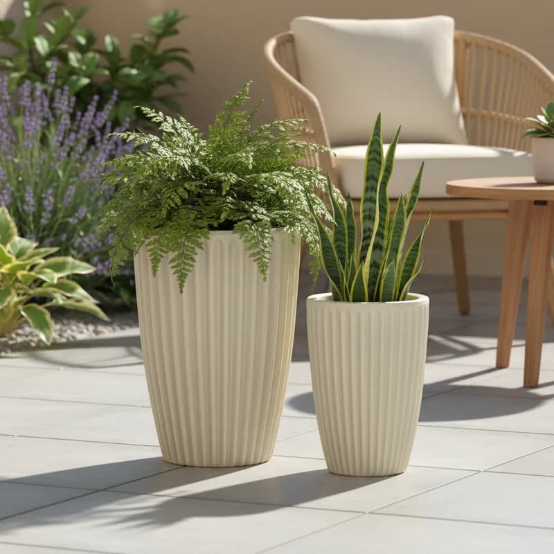 Vasos de Plantas Flores Decorativos Grande Coluna Romana Canelado P PP Interior Exterior Polietileno