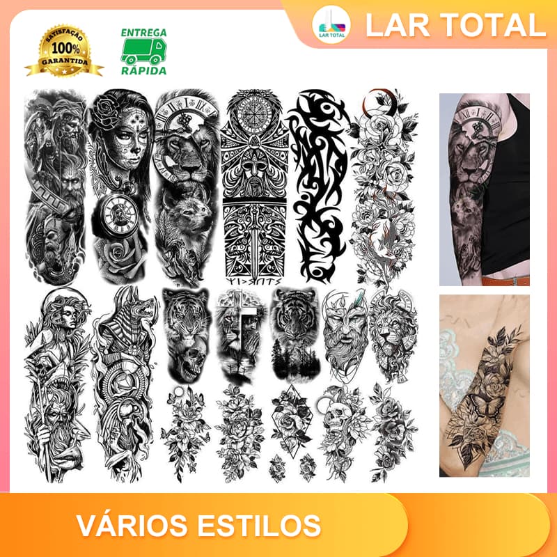 Tatuagem Temporária Fake à Prova d'Água Unissex Realista 3D para Festas, Verão e Praia – Antialérgico e Removível