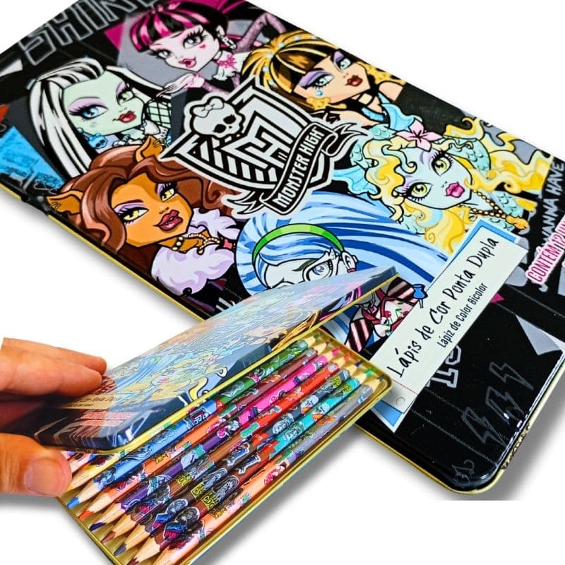 Lápis de Cor Monster High com estojo de Metal /c 24 cores