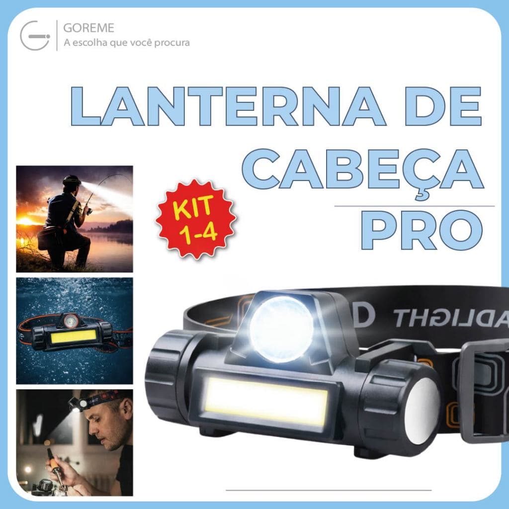 Lanterna de Cabeça Led Alta Potência com lanterna dianteira carregador USB Bivolt