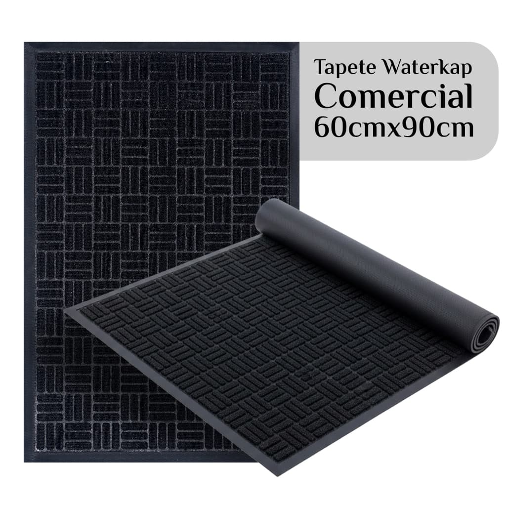 Tapete Capacho Waterkap 60x90cm para Porta Preto Antiderrapante