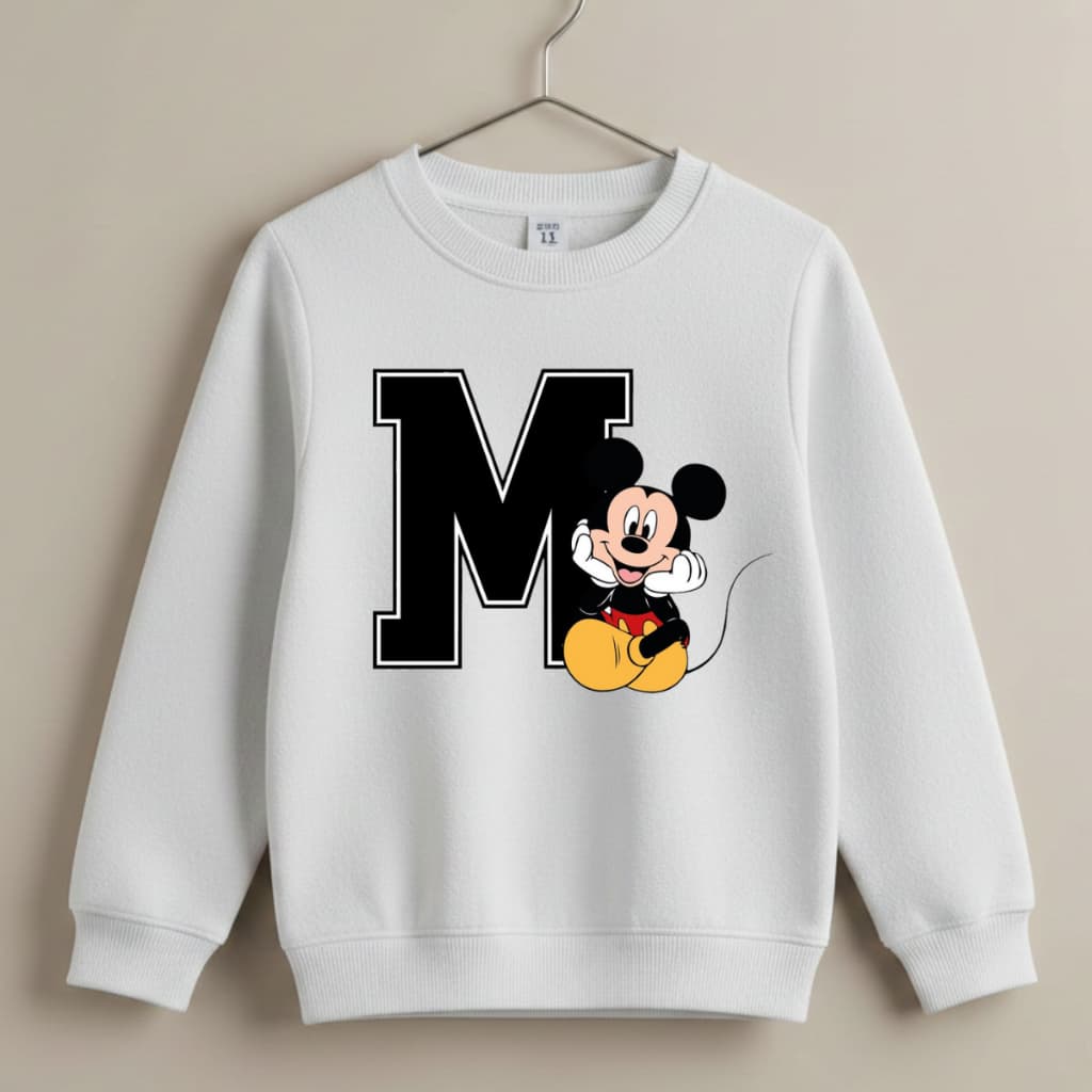 Blusa de Frio Moletom Infantil Sem Capuz Gola Redonda Mickey 02 ao 12