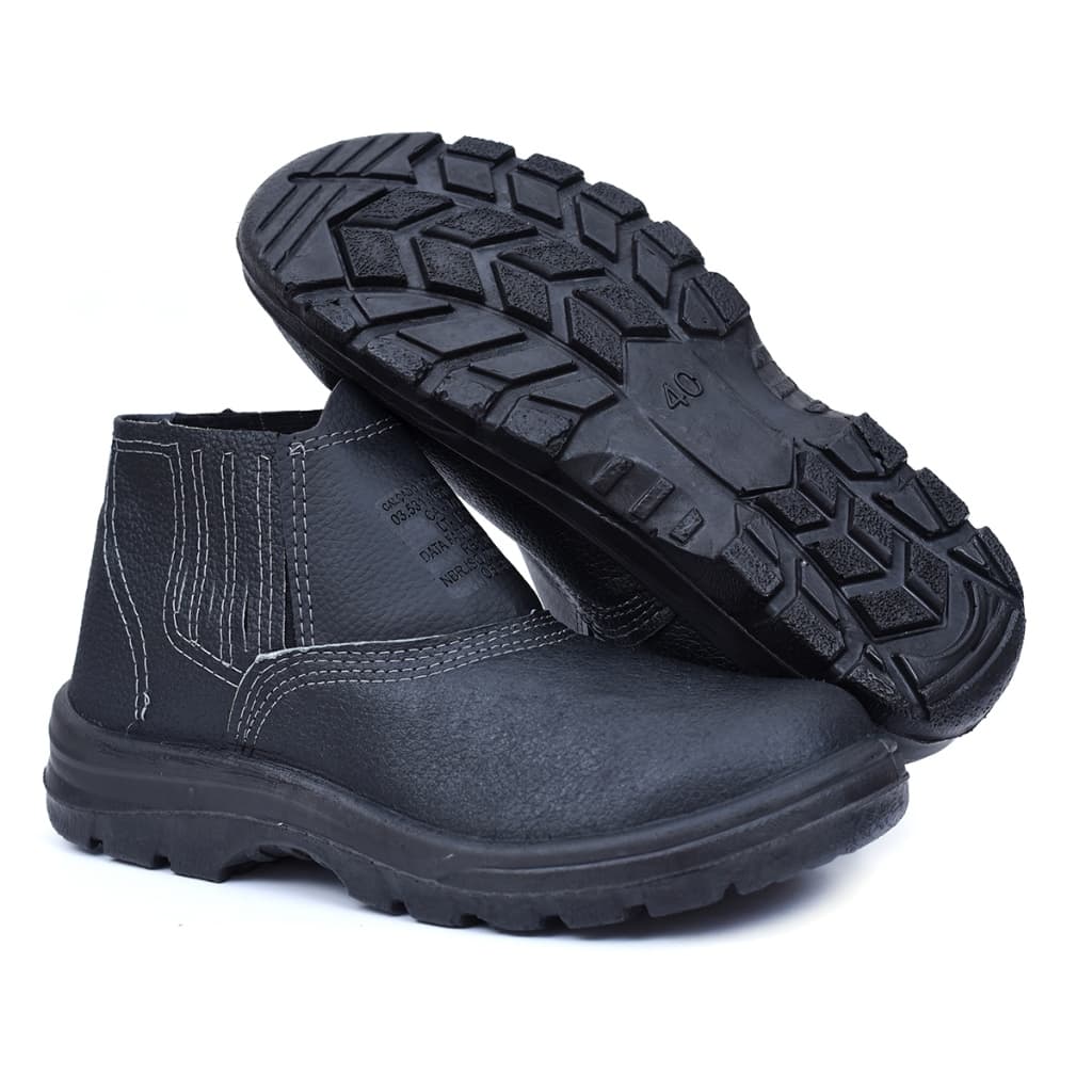 Botina Bota de Segurança Em Couro Epi Para Trabalho Obra Com C.A Macia Leve Original Biqueira PVC