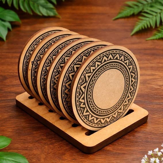 Porta Copos Decorado com 6 unid. Suporte em MDF com Arabesco