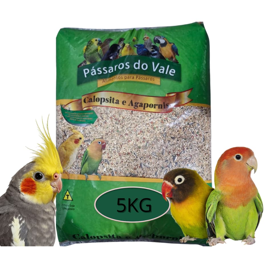 RAÇÃO CALOPSITA E AGAPORNIS PASSAROS DO VALE 5KG - 10KG - 15KG - 20KG