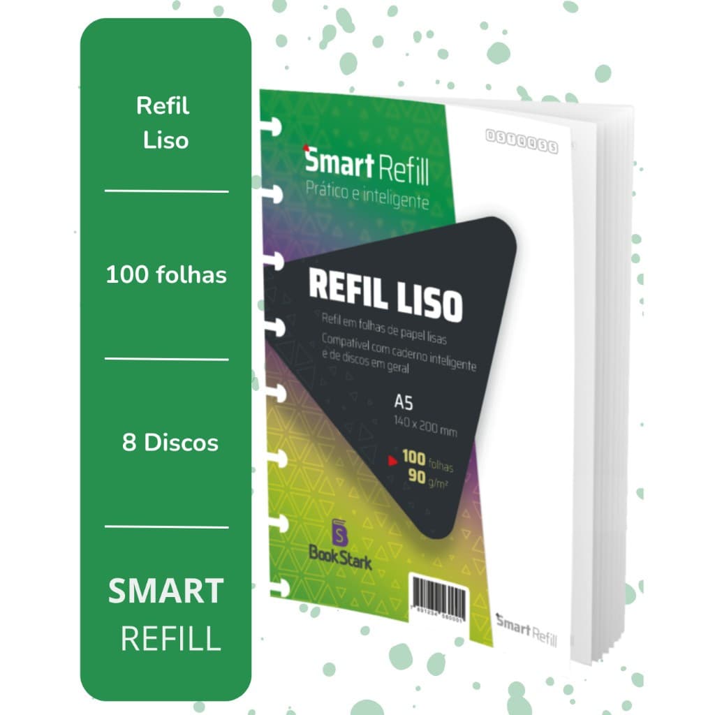 Refil Liso Para Caderno Inteligente e de discos em geral - 8 discos (A4) - (A5)