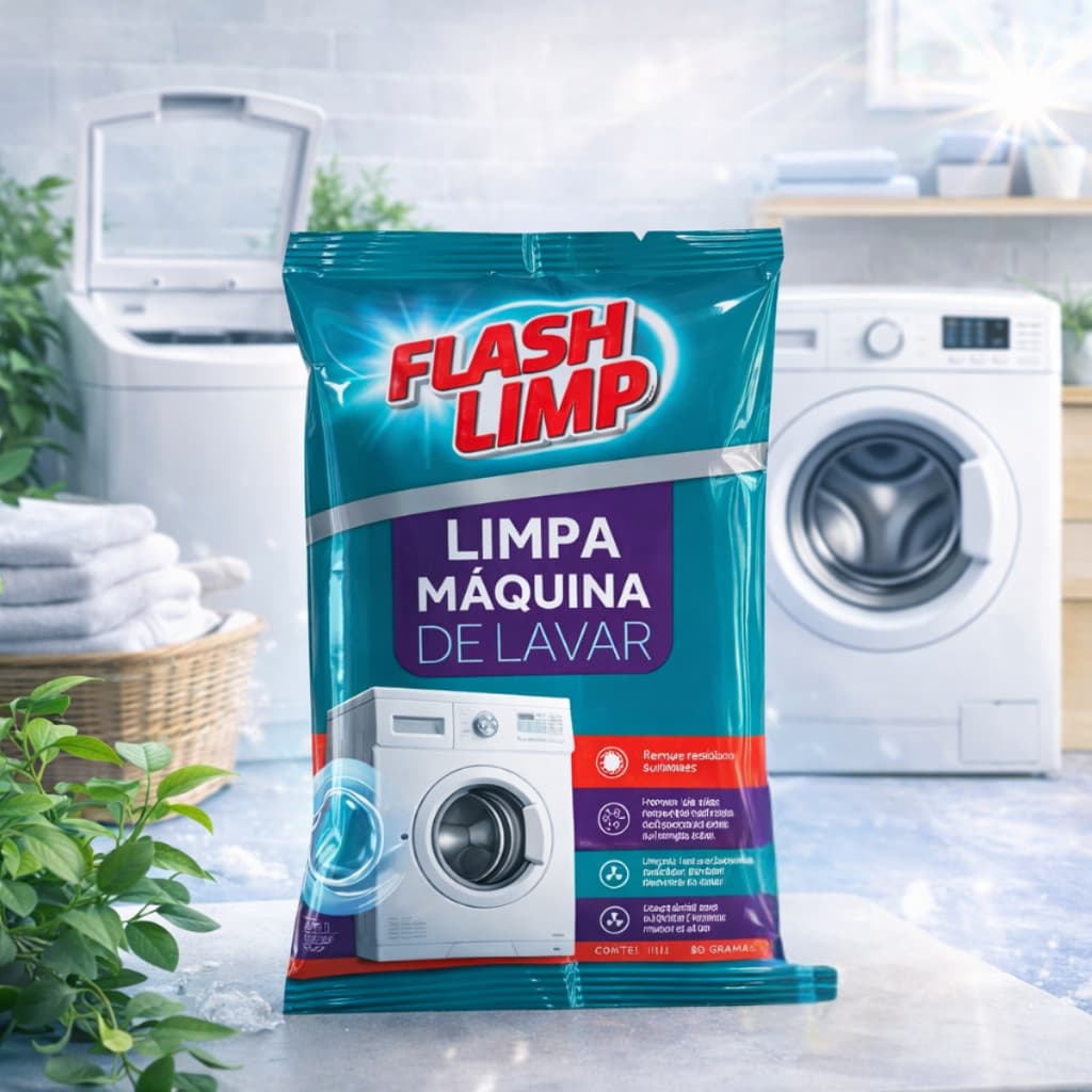 Limpa Maquina de Lavar Roupas 80g Flash Limp Removedor de Residuos