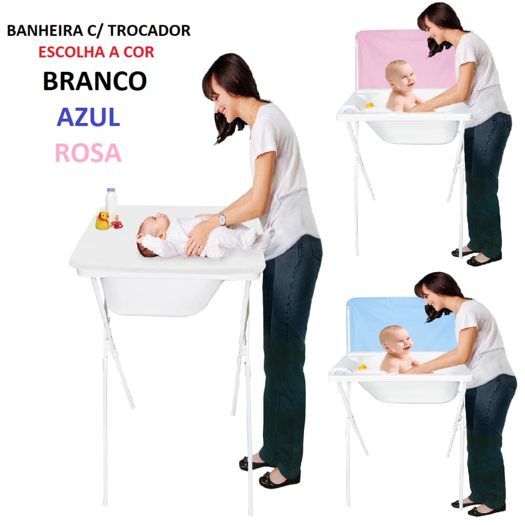 Banheira com Trocador Desmontável Scorpion Premium Banho Infantil Dobrável com Mangueira de Escoamento