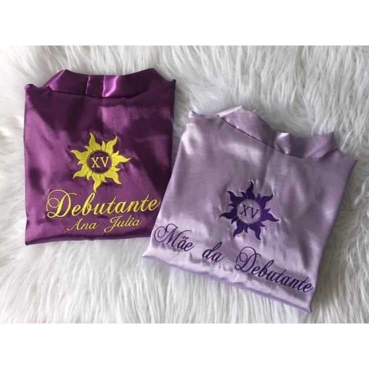 Robie Hobby Robem Robe de Cetim Bordado Debutante Rapunzel Enrolados Padrão Promoção Presente Personalizado