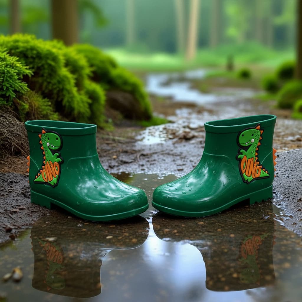 Bota De Chuva Infantil Galocha Cano Curto PVC Fácil De Limpar Confortável