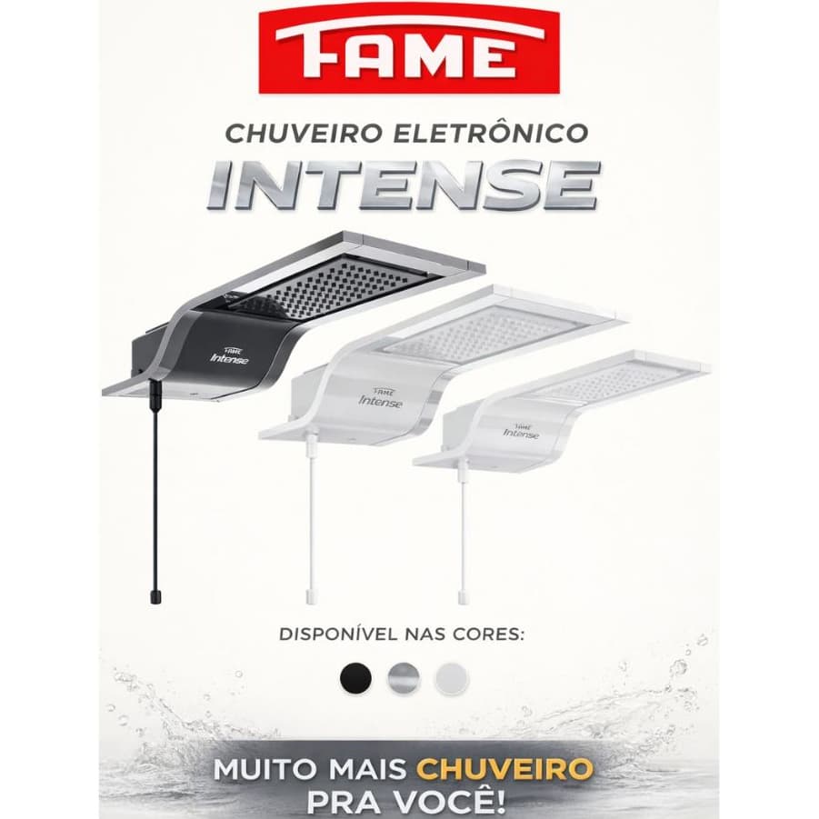 Chuveiro Ducha Eletrônica Fame Intense Luxo De Parede Cromado
