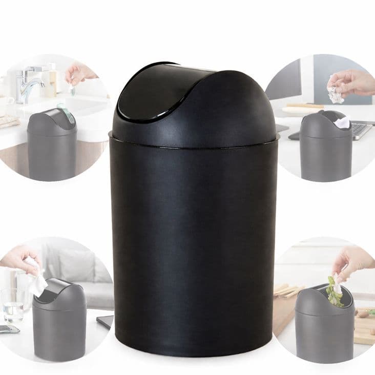 Lixeira  Para Banheiro Tampa Plástica Basculante 5l Preta