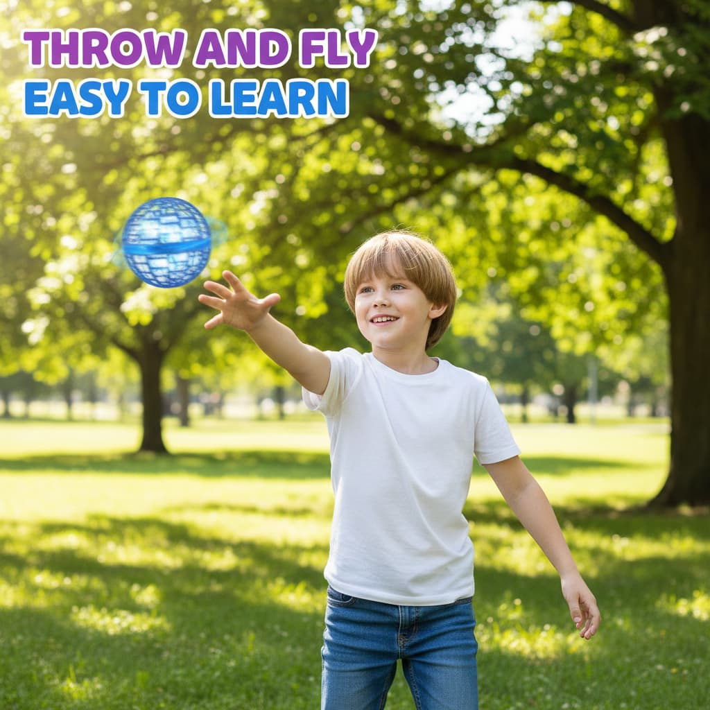 Bola Spinner Voa Divertido Led Drone Bomerang 360° Vermelha Castela