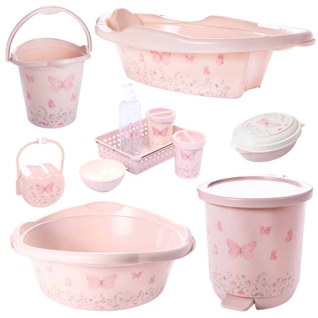 KIT BANHEIRA DE BEBÊ DECORADA LUDICA PLASUTIL + KIT HIGIENE URSO 5 PEÇAS + BACIA LIXEIRA BALDE SABONETEIRA PORTA CHUPETA
