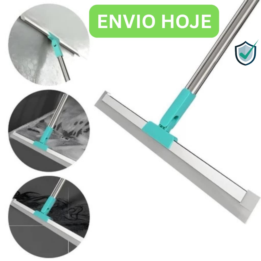 Rodo de Silicone Para Limpeza de Piso Vidros Com Gancho Secos e Molhados Uso Duplo Vassoura Mágica
