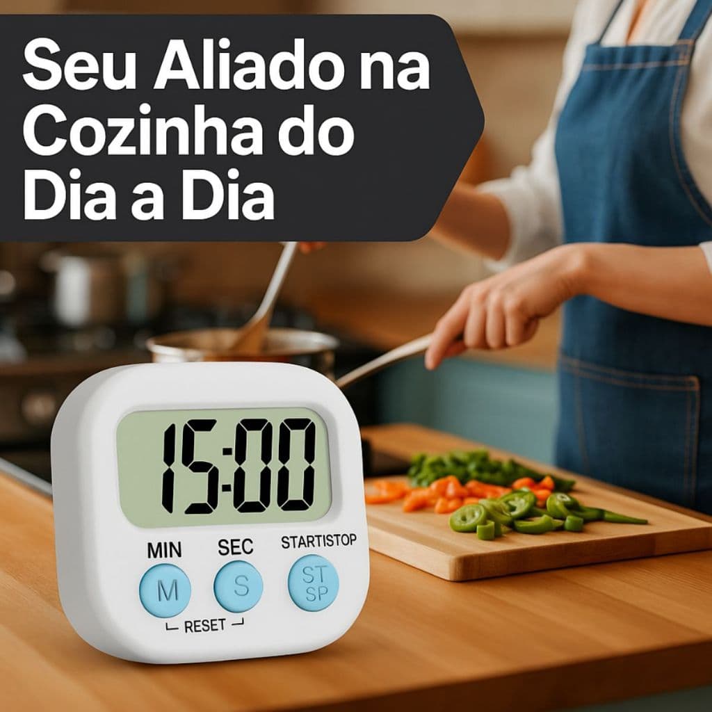 Kit Cronômetro Digital Multifuncional Fixação Ímã Suporte Gancho Cozinha Estudo Treino