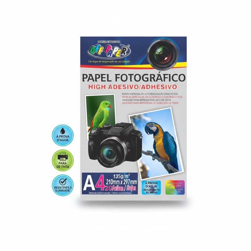 Papel Fotográfico A4 Adesivo 135g Off Paper 20 Folhas Papel Fotografico Adesivo 135g