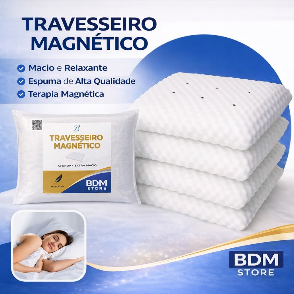 Kit 2 Travesseiros Magnéticos Terapêuticos com Infravermelho – Conforto Premium BDM