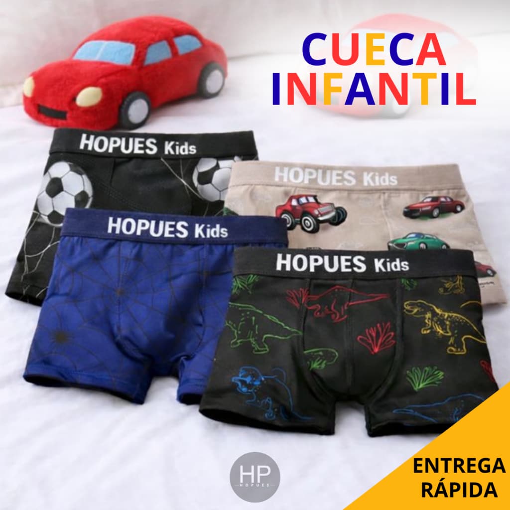 Kit 3/5 Cuecas Boxer Infantil Masculina Estampado Microfibra Forro Algodão