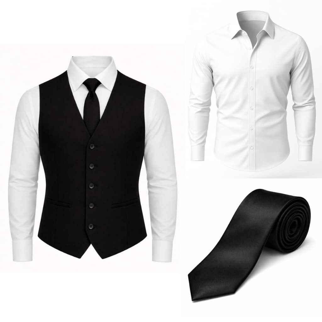 Kit Colete Social Masculino + Camisa Social + Gravata Social - P/Padrinhos