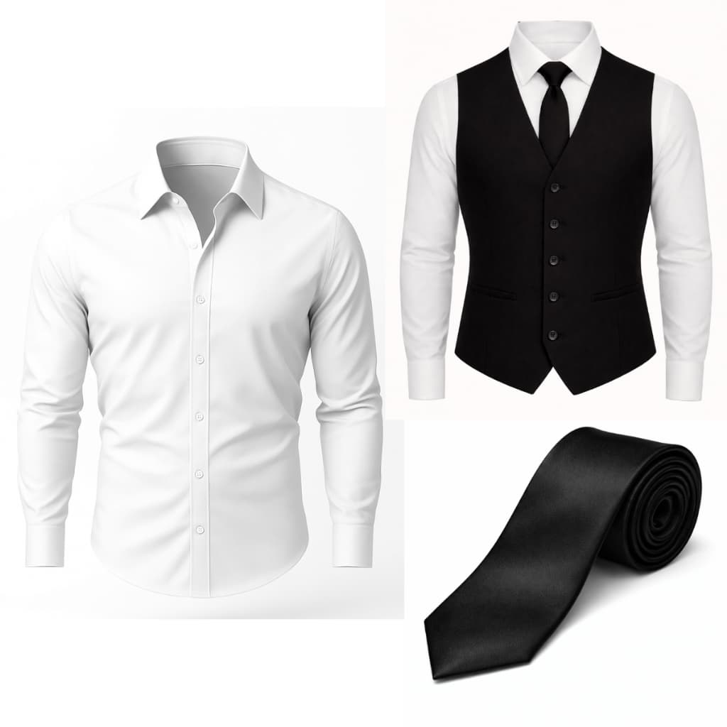 Kit Colete Social Masculino LA CLASSY + Camisa Social + Gravata Social - Envio Imediato