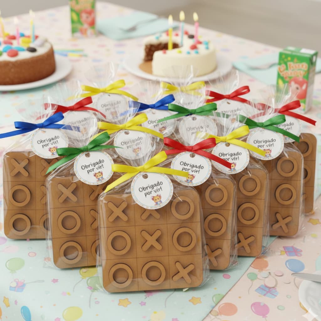 Kit 30 Jogo Da Velha MDF 10cm Lembrancinha Aniversário Tabuleiro Brinquedo Infantil Presente Festa Pedagógico