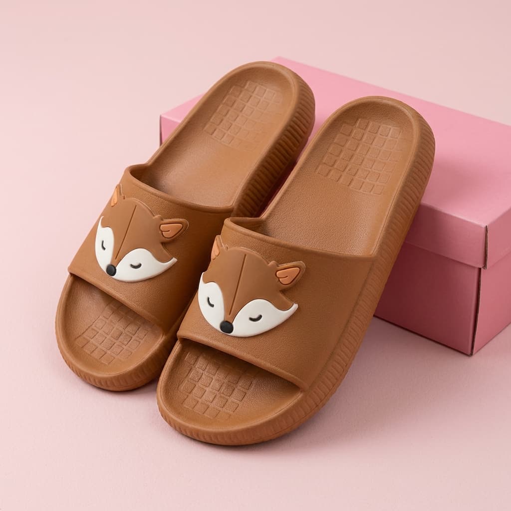 Chinelo Jovem Nuvem Slide Infantil  Meninas Raposa Macia Confortável Leve Verão Calor Praia