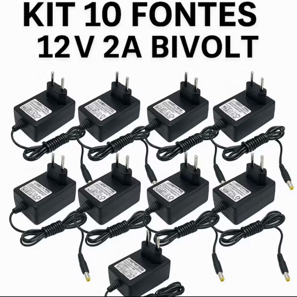 Kit 10 ou 20 Unidades Fonte de Alimentação 12V 1.5A e 2.5A - PARA ROTEADORES,RECEPTORES E FITAS DE LED e Outros Eletroni