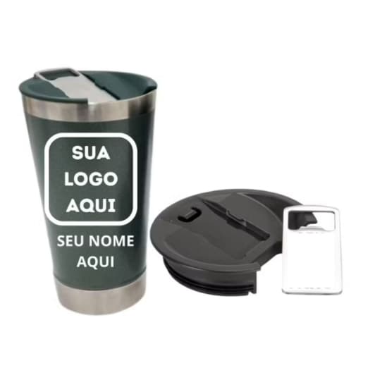 Copo Térmico 473ml Personalizado Nome Desenho C/ Tampa e Abridor
