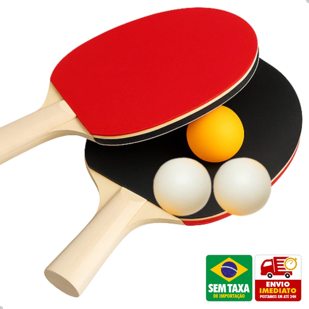Kit Raquete Ping Pong Madeira 3 Bolinhas Tênis de Mesa Recreativo