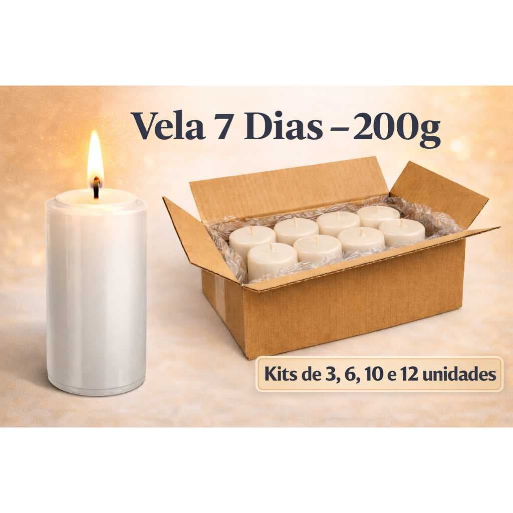 Kit 12 10 6 e 3 Vela 7 dias Branca 200g Parafina Pura Votiva