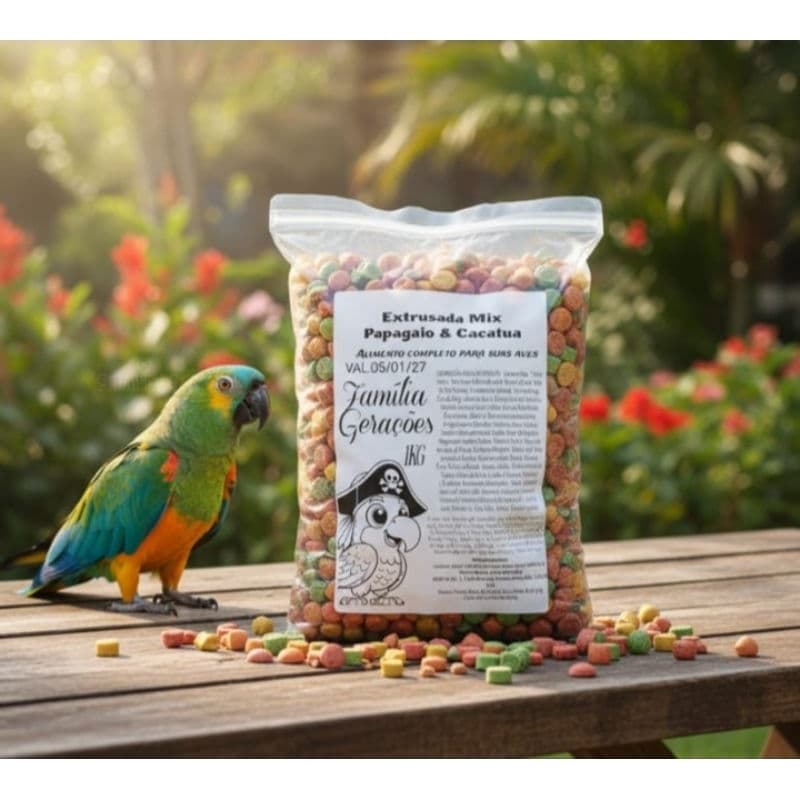 Extrusada Papagaio - Cacatua e Arara Mix (1kg)