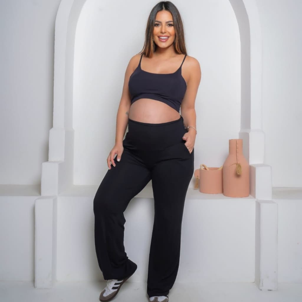 CALÇA GESTANTE DE MALHA COM CÓS SUPLEX