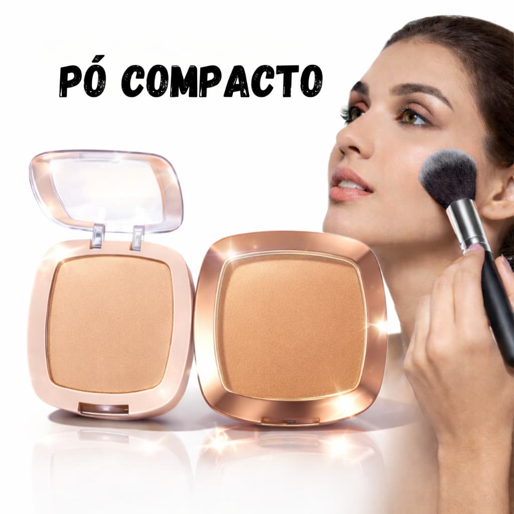 CocoFleur Pó Compacto Matte com Espelho e Esponja – Acabamento Natural – Contém 15g