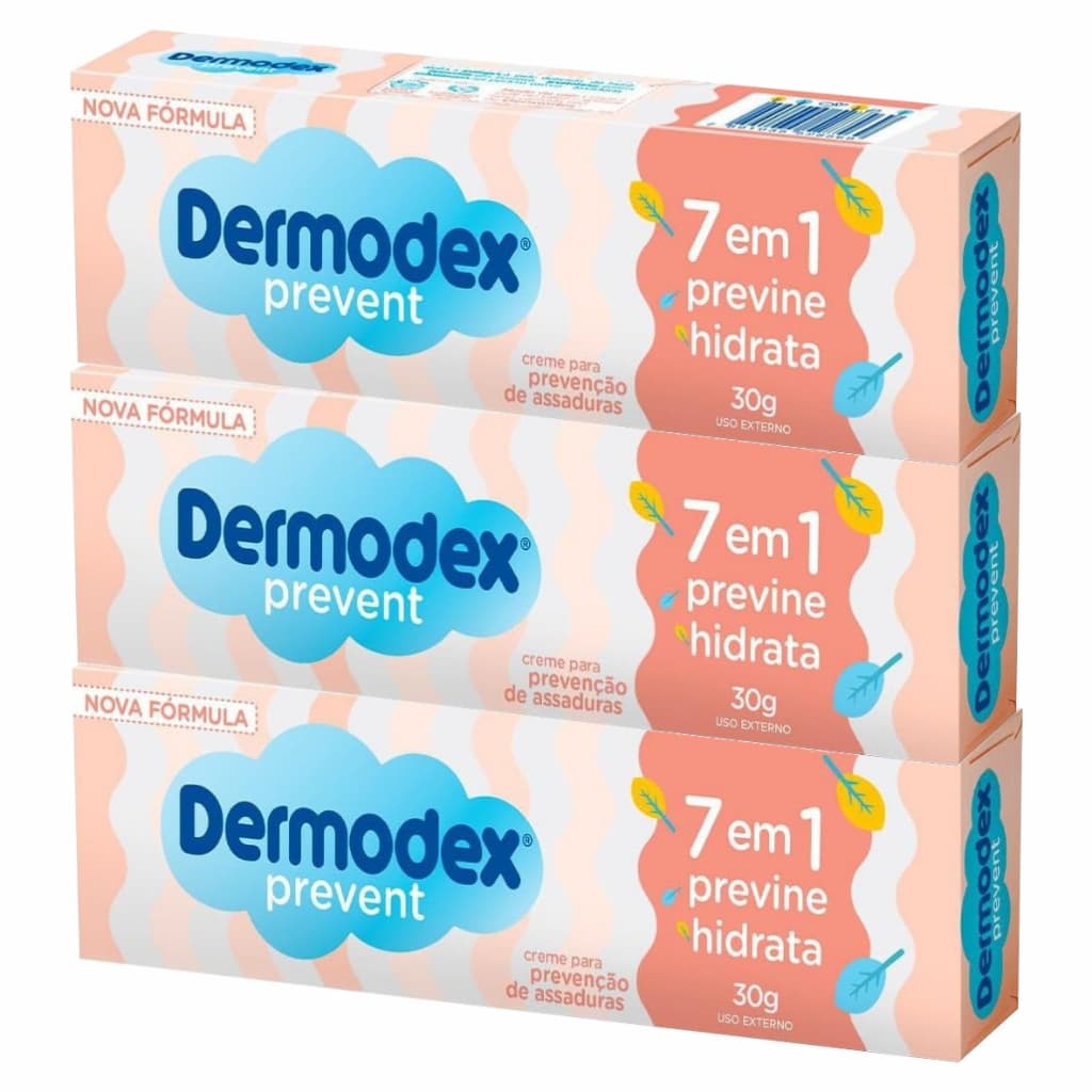 Dermodex Prevent Creme para Prevenção de Assaduras - 30g - Kit com 3