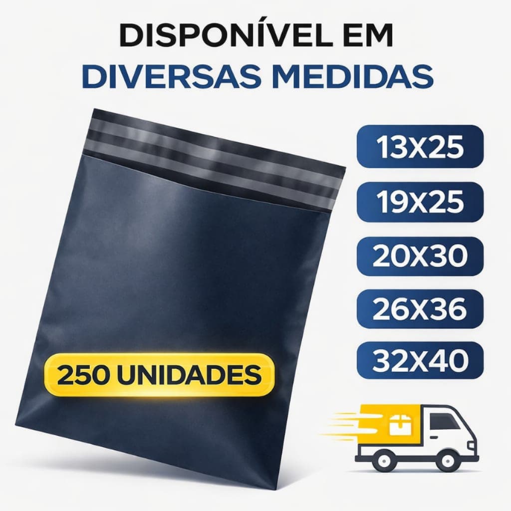 Kit 250 Envelopes Segurança Embalagem Envio 13x25 19x25 20x30 26x36 32x40 Saquinho E-commerce Full