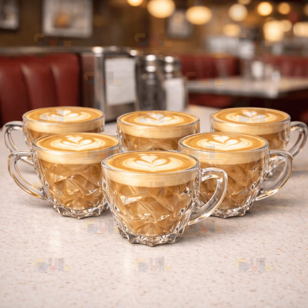 Jogo de Xicara 105ml ROCKS TRABALHADA Xícaras  Transparente Cristal Crystal Caneca Cha Cafe