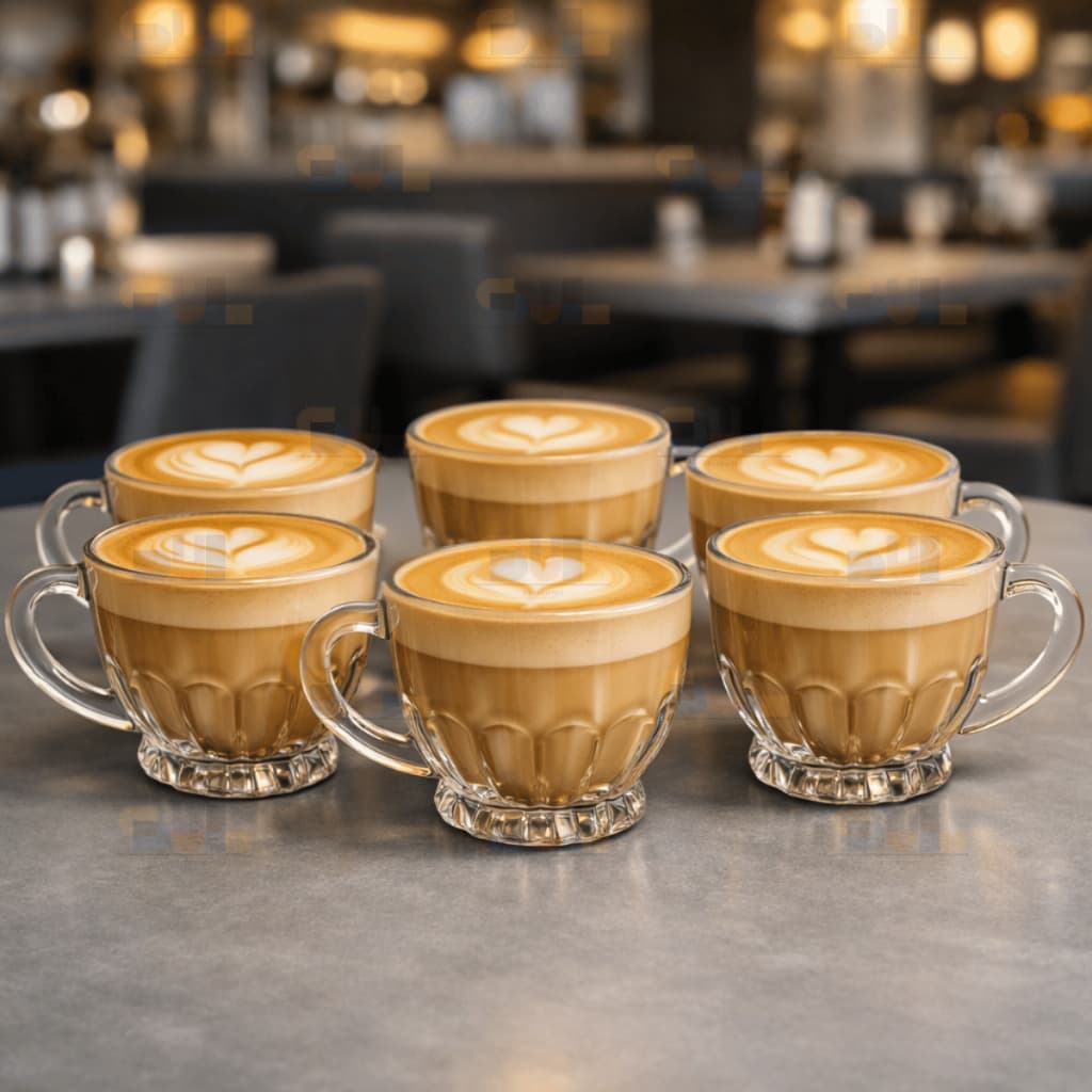 Jogo de Xicara 6 Peças Xícaras 110ml BRASILIANO TRABALHADA Transparente Cristal Crystal Vidro Cafe