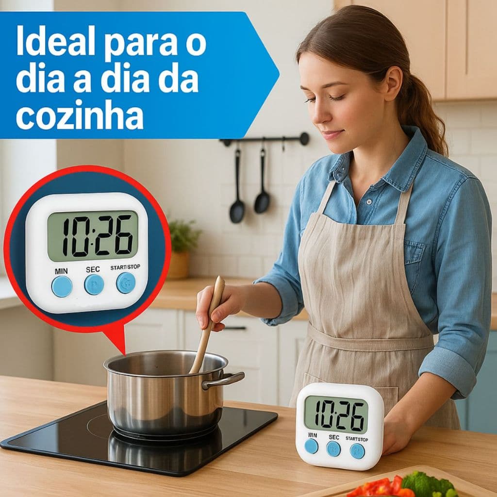 Kit 10 Cronômetro Digital Multifuncional Fixação Ímã Suporte Gancho Cozinha Estudo Treino Atacado