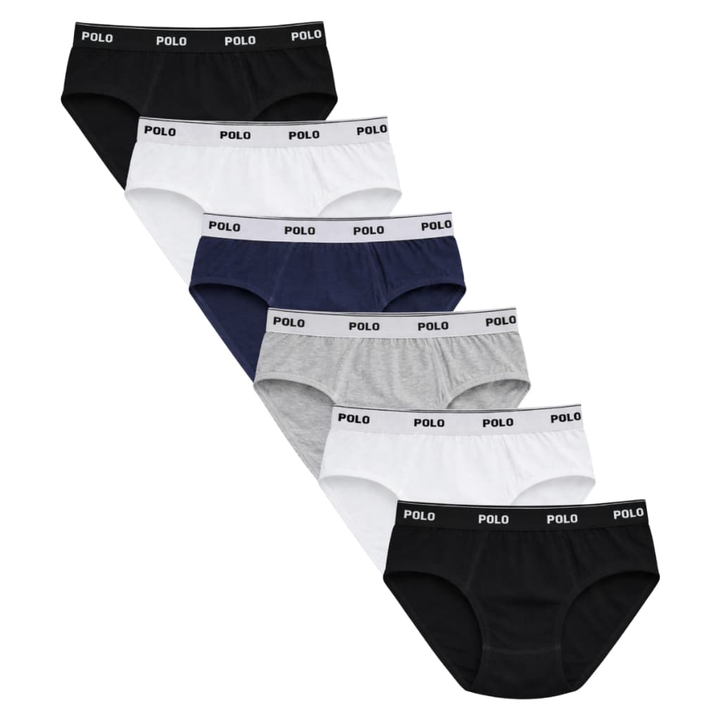 Kit 6 Cuecas Slip Polo Cotton Original 100% Algodão Adulto Masculina