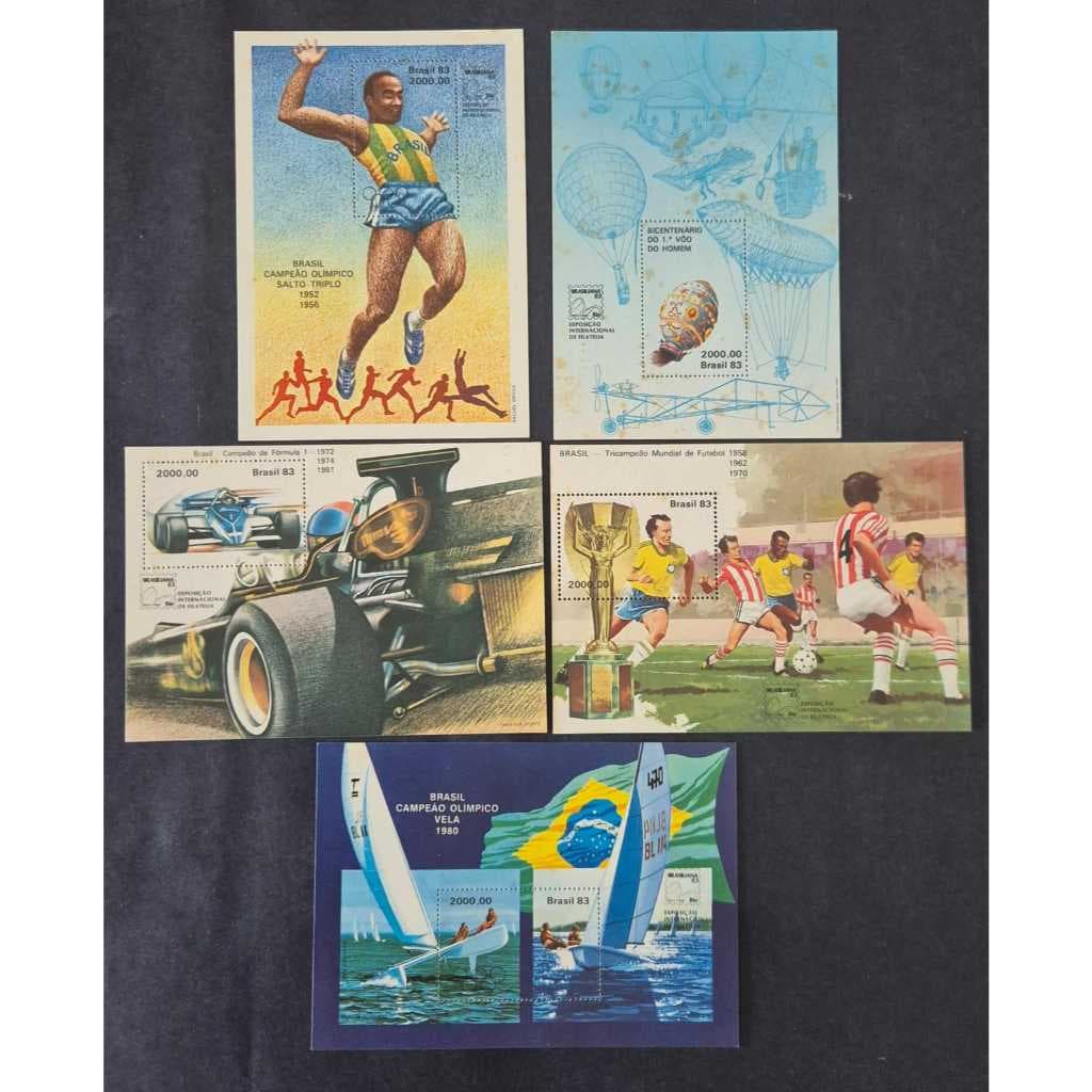 5 Blocos Filatélicos - Brasiliana - Série Completa - Raridade 1983