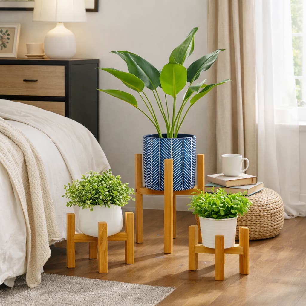 Suporte Vaso Cachepot Madeira Pinus Resistente Encaixe Design Decorativo