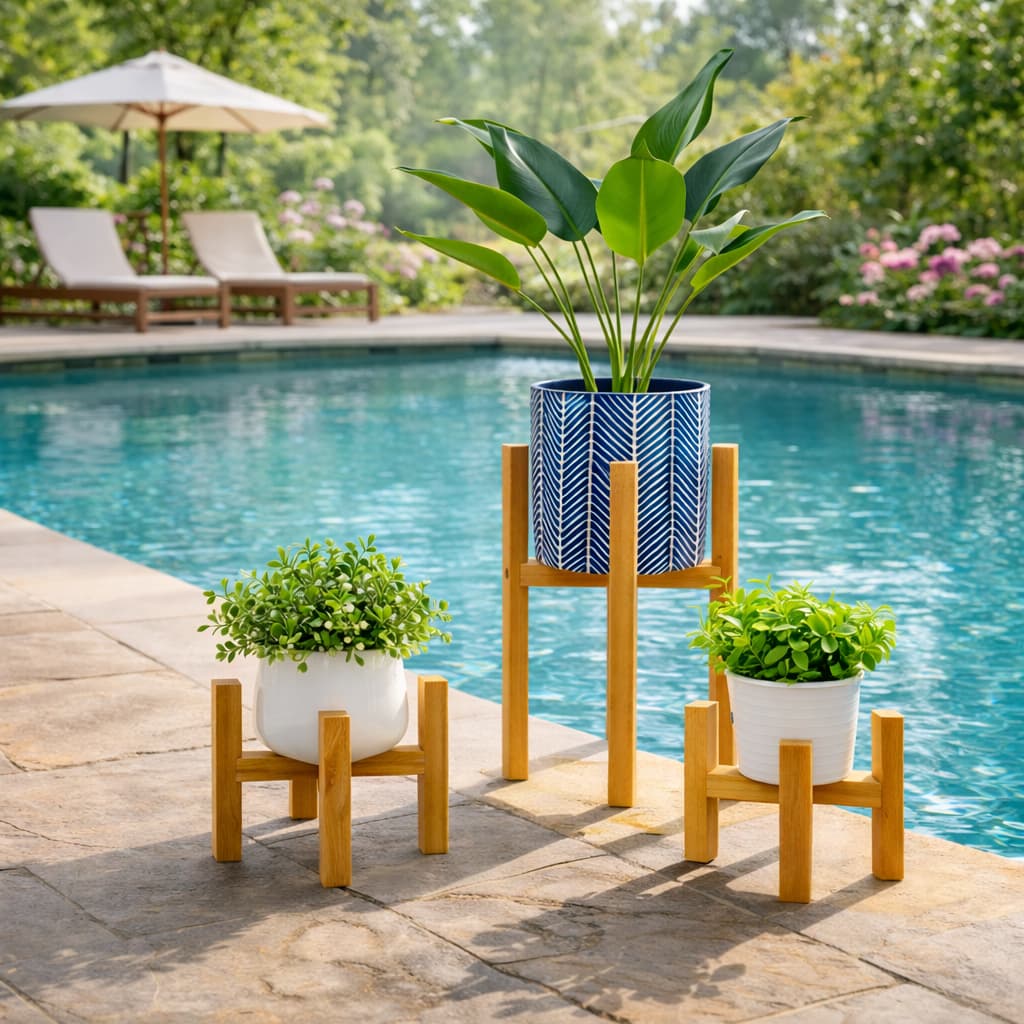 Kit 3 Suporte Cachepot Madeira Pinus P M G Vaso Planta Decoração Ambiente Verde