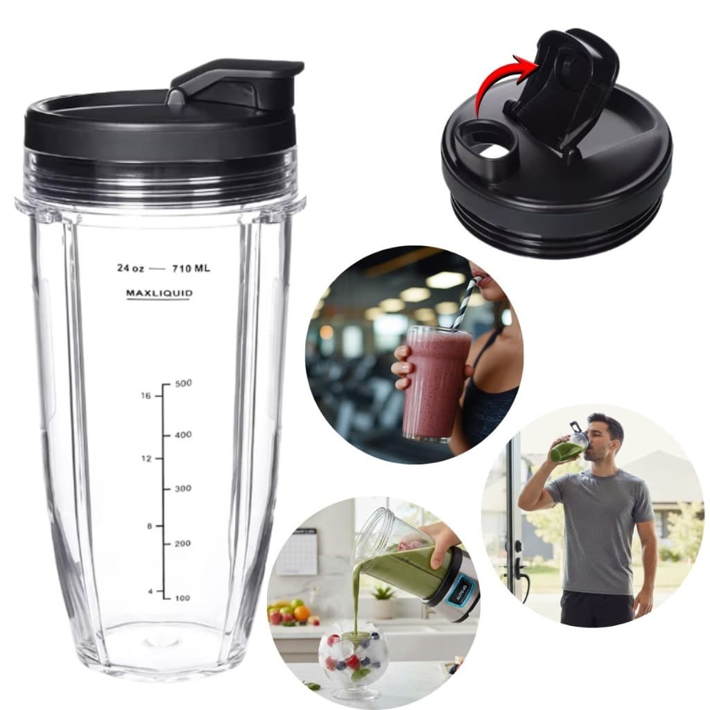 Copo Com Tampa Compatível Ninja Auto Iq Bl450 Bl456 Bl480