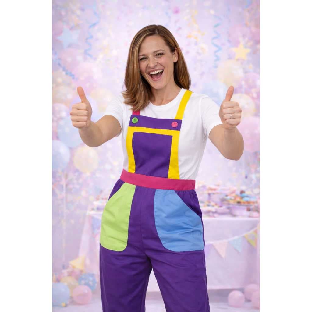 Macacão para festas infantis recreação cor roxo