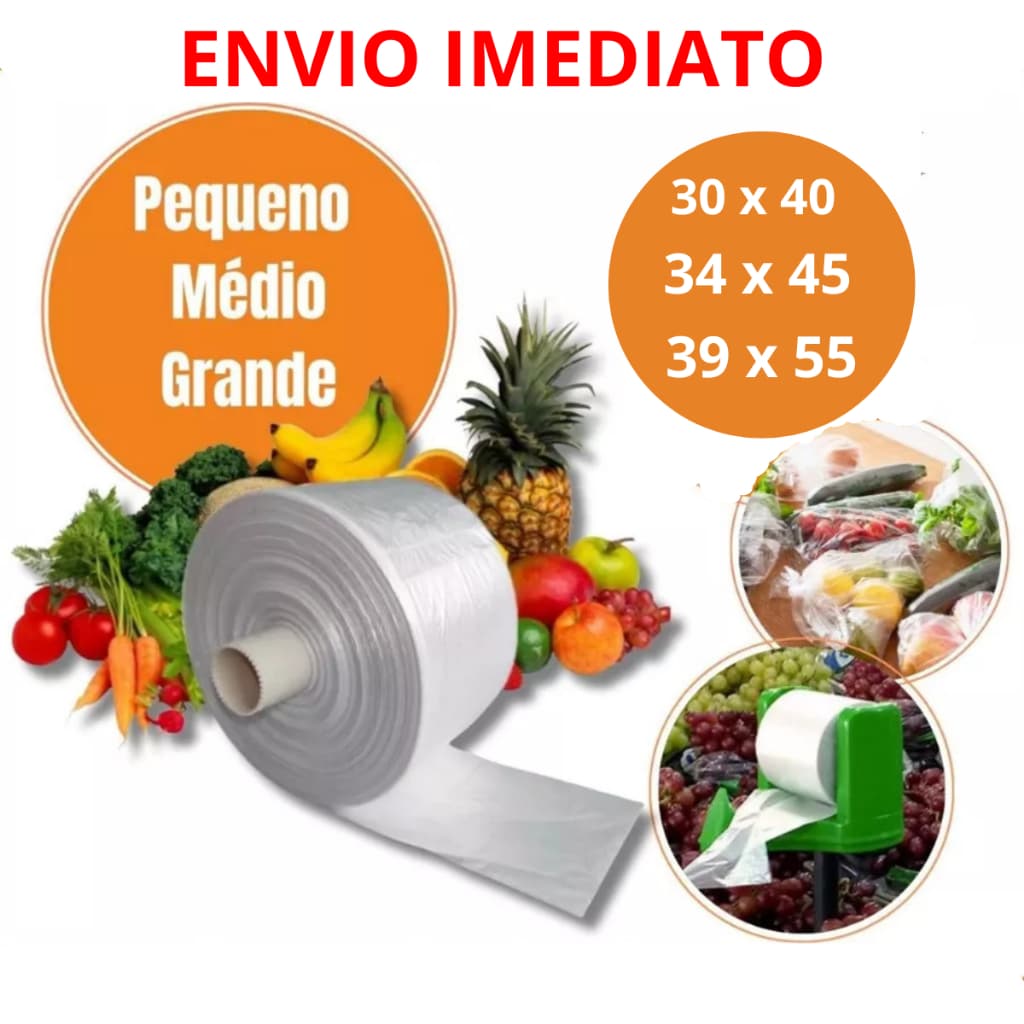 Saco Plástico Fundo Estrela P/M/G Bobina Com 500 Unidades